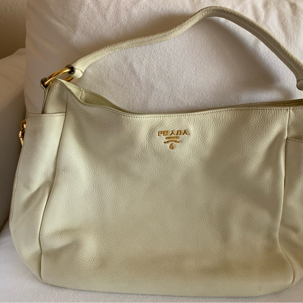 Prada Cream Leather Women's Bag